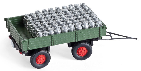 Milchkannen- Anhänger z.B. für Lanz mit zahlreichen Milchkannen beladen